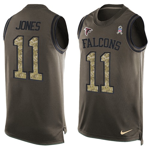 Men's Limited Julio Jones Nike Jersey Green - #11 Salute to Service Tank Top NFL Atlanta Falcons